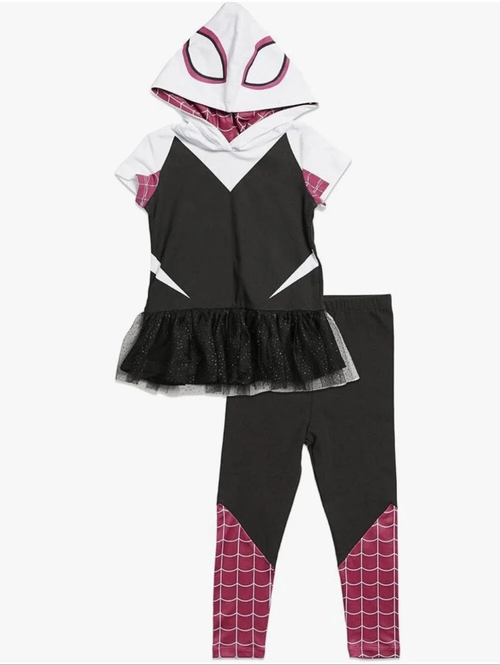 Marvel Girls' Cosplay Spider Gwen Hooded Tee And Leggings Set 7/8